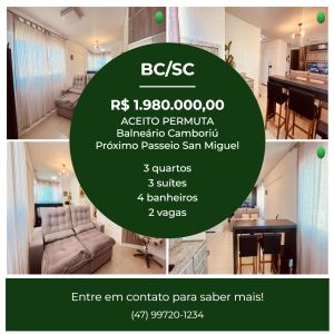 Balnerio Cambori - Apartamento de Alto Padro 1 por Andar  3 Sutes, 2 Vagas e Pronto para Morar